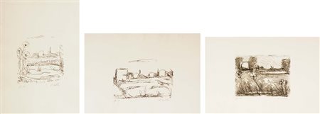 COLETTI NANDO Treviso 1907 - 1979 Paesaggio lotto di 3 acqueforti es. p.a....