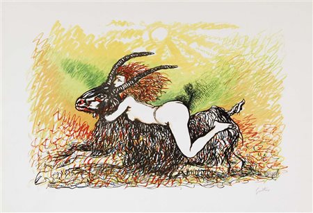 GUTTUSO RENATO Bagheria 1912 - Roma 1987 Capricorno litografia es. 5/120...