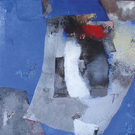 DUSO GIOVANNI Costabissara 1936 Paesaggio grigio e azzurro 2003 olio e...