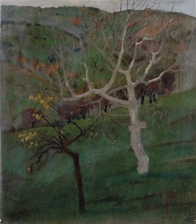 LUCCHESI MARIO Livorno 1919 - 1984 Paesaggio collinare 1970 olio su tavola...