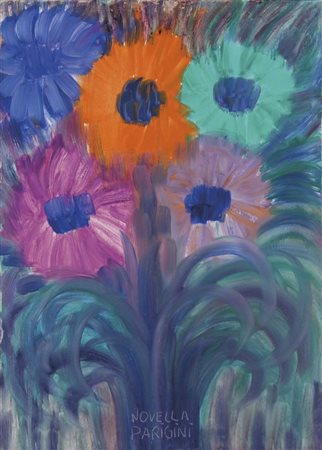 PARIGINI NOVELLA Chiusi (Si) 1921- Roma 1993 Fiori olio su tela 70x50 firma...