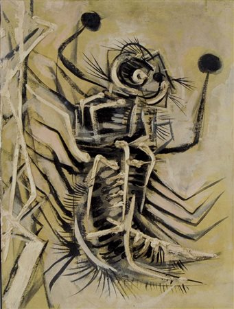 PEVERELLI CESARE Milano 1922 - Parigi 2000 senza titolo olio su tela 40x30...