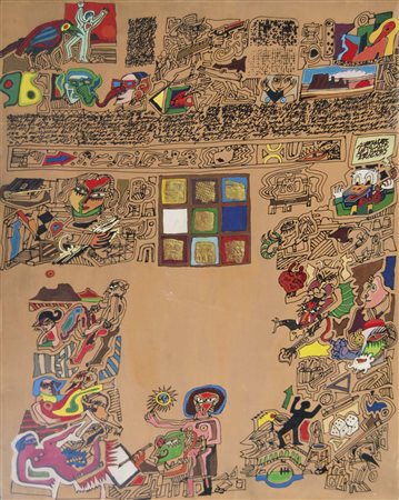 CAREGNATO ALBERTO senza titolo olio e tecnica mista su tela 100x80 firma al...