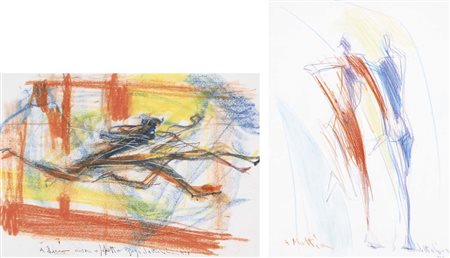 VOLTOLINA LUIGI Valona 1942 Soggetti vari 2010-2011 lotto di 2 pastelli su...