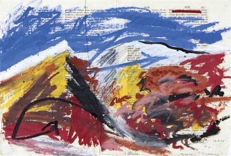 DEBIASI GIUSEPPE Ala 1947 San Giacomo n. 5 1991 olio su carta antica 35,5x25...