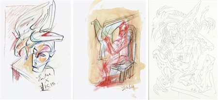 EULISSE VINCENZO Venezia 1936 Soggetti vari lotto di 3 tecniche miste su...