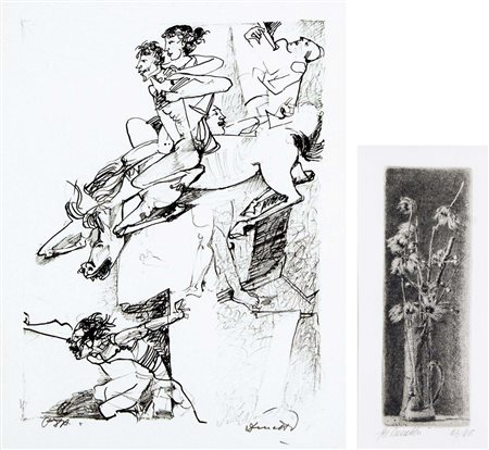 AUTORI VARI Soggetti vari lotto di 2 grafiche 35x25 - 16,5x5,5 (lastre)...