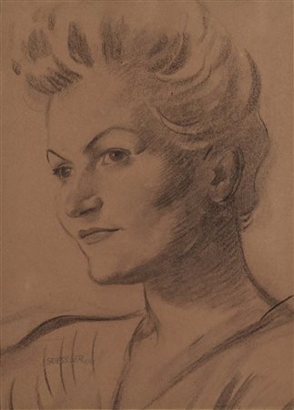 GRIESSLER FRANZ ANTON Austria 1897 - 1974 Ritratto di giovane donna 1944...