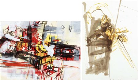 LOTTO ROMANO Dueville 1938 senza titolo (anni'60) lotto di 2 tecniche miste...