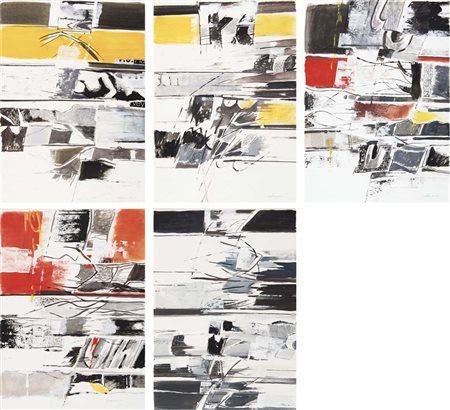 AZZOLINI MAURIZIO Bondeno (Fe) 1937 senza titolo lotto di 5 olii e tecnica...