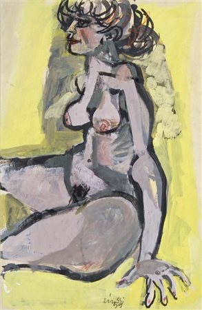 CIUSSI CARLO Udine 1930 - 2012 Nudo di donna 1959 tecnica mista su cartone...