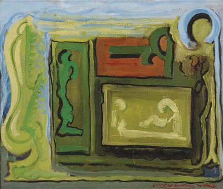 VALLE PAOLO Lido di Venezia 1948 Giardino olio su tela 50x60 firma e titolo...