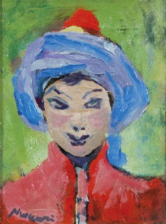 MACCARI MINO Siena 1898 - Roma 1989 Figura olio su cartone telato 20x15 firma...