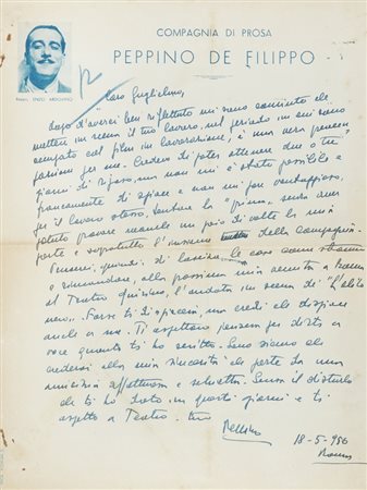 De Filippo Peppino Peppino, 1 lettera autografa firmata e 3 lettere dattiloscritte con firma autografa.  Datate Roma - Milano anni 1953-56-57-58.