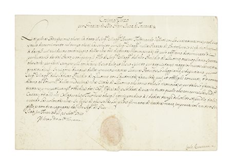 Medici Cosimo III (de), 3 lettere con firme autografe e 1 lettera patente con firma autografa.  Datate 1679-1718. 