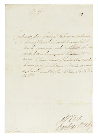 Medici Pietro (de), Lettera con firma autografa inviata a Benedetto Guerrini.  Datata 7 ottobre 1634, Livorno. 