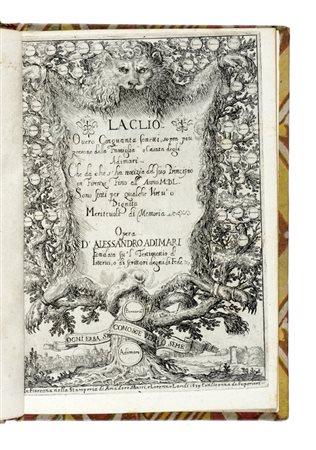 Adimari Alessandro, La Clio overo cinquanta sonetti, sopra più persone della Famiglia o Casata degli Adimari... In Fiorenza: nella stamperia di Amadore Massi e Lorenzo Landi, 1639.