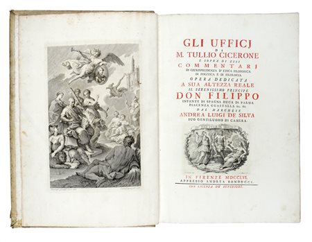 Cicero Marcus Tullius, Gli uffici [...] e sopra di essi commentarj di giurisprudenza, d'etica filosofica, di politica e di filologia... In Firenze: appresso Andrea Bonducci, 1756.