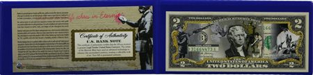 Merrick Mint BANKSY POSTING SIGNS stampa su banconota, cm 6,5x15,5 L'opera e'...