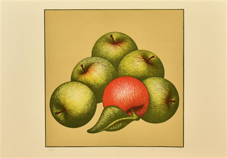 Vanni Viviani LA MELA SOLITARIA serigrafia su carta, cm 50x70; es. 49/100 firma