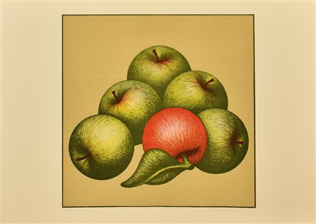 Vanni Viviani LA MELA SOLITARIA serigrafia su carta, cm 50x70; es. 9/100 firma