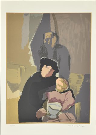 Epifanio Pozzato FIGURE E TAZZE serigrafia su carta Fabriano, cm 70x50; es...