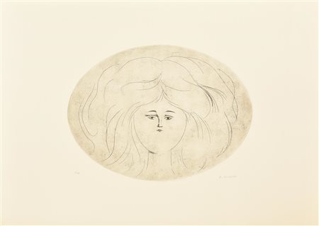 Antonio Bueno RITRATTO SU SFONDO NERO incisione su carta, battuta cm 30x40,...