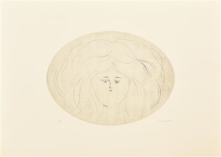 Antonio Bueno RITRATTO SU SFONDO NERO incisione su carta, battuta cm 30x40,...