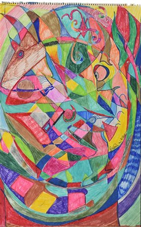 Dando MILITARE tecnica mista su carta, cm 50,2x34,7 firma e titolo