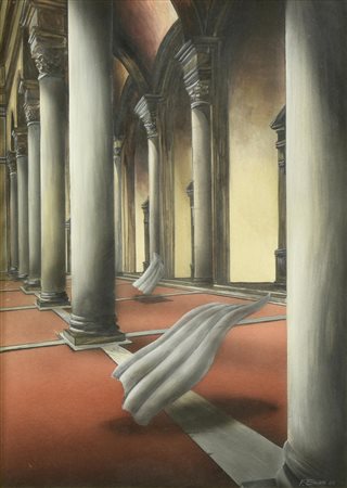 Enzo F. INTERNO METAFISICO olio su cartone, cm 36x26 firma e data sul retro:...