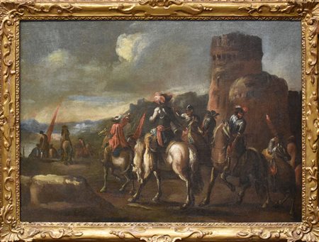 Giuseppe Zais (1709 - 1781) olio su tela "Soldati 