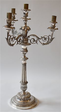 Candelabro in argento a 4 fiamme epoca Luigi XVI 