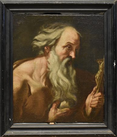 Olio su tela "San Girolamo" sec.XVII<br>cm. 65x55