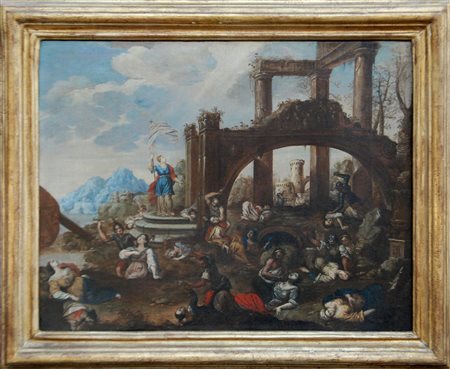 olio su tela "martirio di Sant'Orsola"scuola 