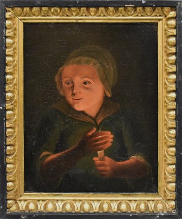 Olio su tela "Giovane con candela" 
