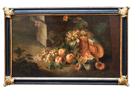 "Natura morta con melone e uva" olio su tela, 