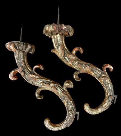 coppia di applique in legno dorato 