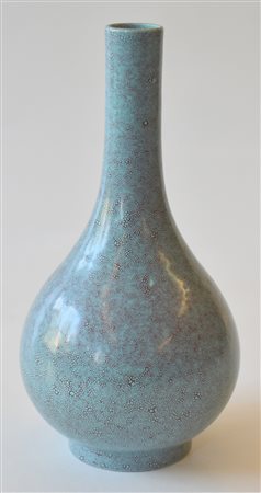 Cina vaso in porcellana fondo turchese<br>cm.x h. 