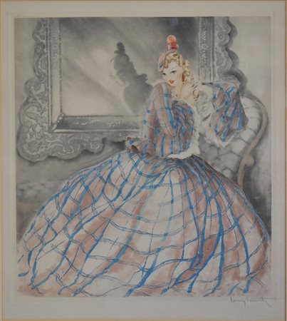 DIPINTO (-) <br>Louis Icart (1888-1950) "Ragazza 