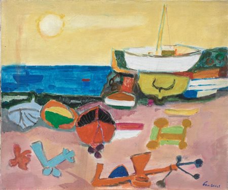 Enrico Paulucci Genova 1901 - Torino 1999 Barca bianca, 1972 Olio su tela,...