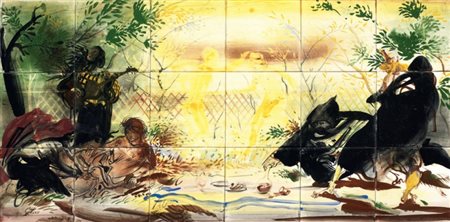 Pietro Annigoni Milano 1910 - Firenze 1988 Baccanale, 1965 Ceramica dipinta,...