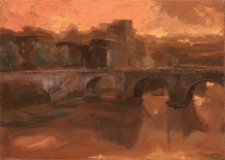 Ugo Attardi Sori (Ge) 1923 - Roma 2006 Veduta di Roma, 1977 Olio su tela, cm....