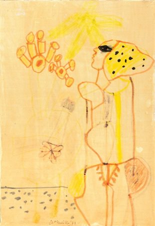 Corneille Liegi 1922 - Parigi 2010 Senza titolo, 1973 Tecnica mista su carta...