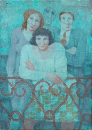 Remo Squillantini Stia (Ar) 1920 - 1996 Balcone, anni Ottanta Olio su tavola,...