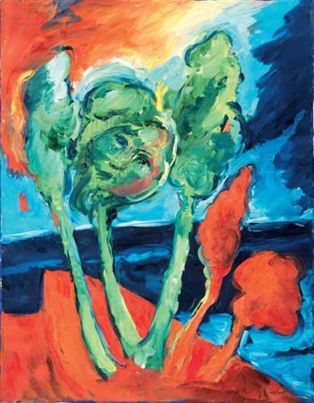 Mimmo Germanà Catania 1944 - 1992 L'albero, 1990 Olio su tela, cm. 90x70...