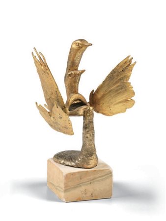 Novello Finotti Verona 1939 Racconti erotici, 1969 Scultura in bronzo dorato,...