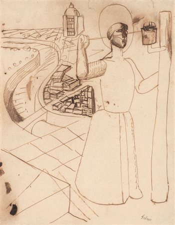 Mario Sironi Sassari 1885 - Milano 1961 Composizione metafisica Inchiostro su...