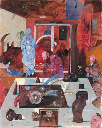 Antonio Possenti Lucca 1933 Favola del piccolo Gatsby Olio su cartone telato,...