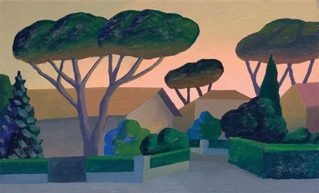 Salvo Leonforte (En) 1947 Paesaggio Olio su tela tesa su tavola, cm. 41x61...