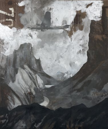 Luca Pignatelli Milano 1962 Aereo e montagne, 2005 Acrilico su telone di...